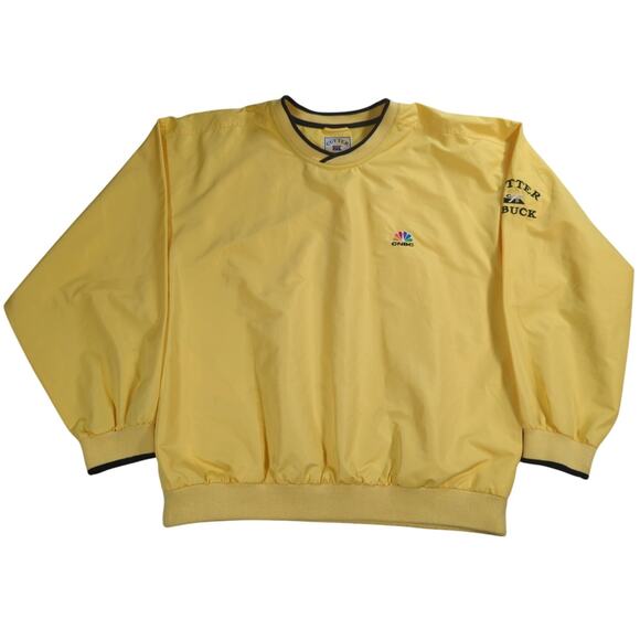 Y2K Cutter Buck CNBC Pullover Windbreaker Mens L Yellow ClimaGuard Jacket Logo - Picture 1 of 16